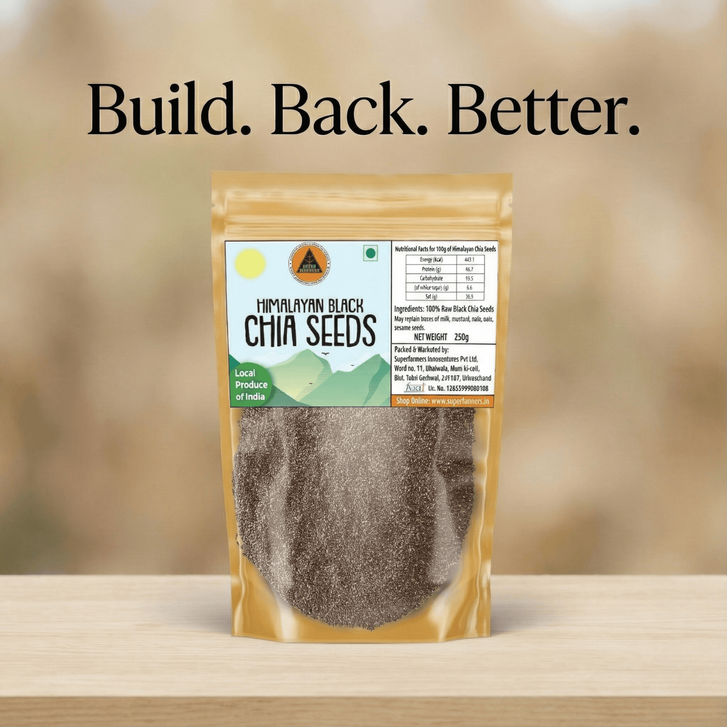 Superfarmers Himalayan Black Chia Seeds - Raw & Nutrient-Rich (100g / 250g)