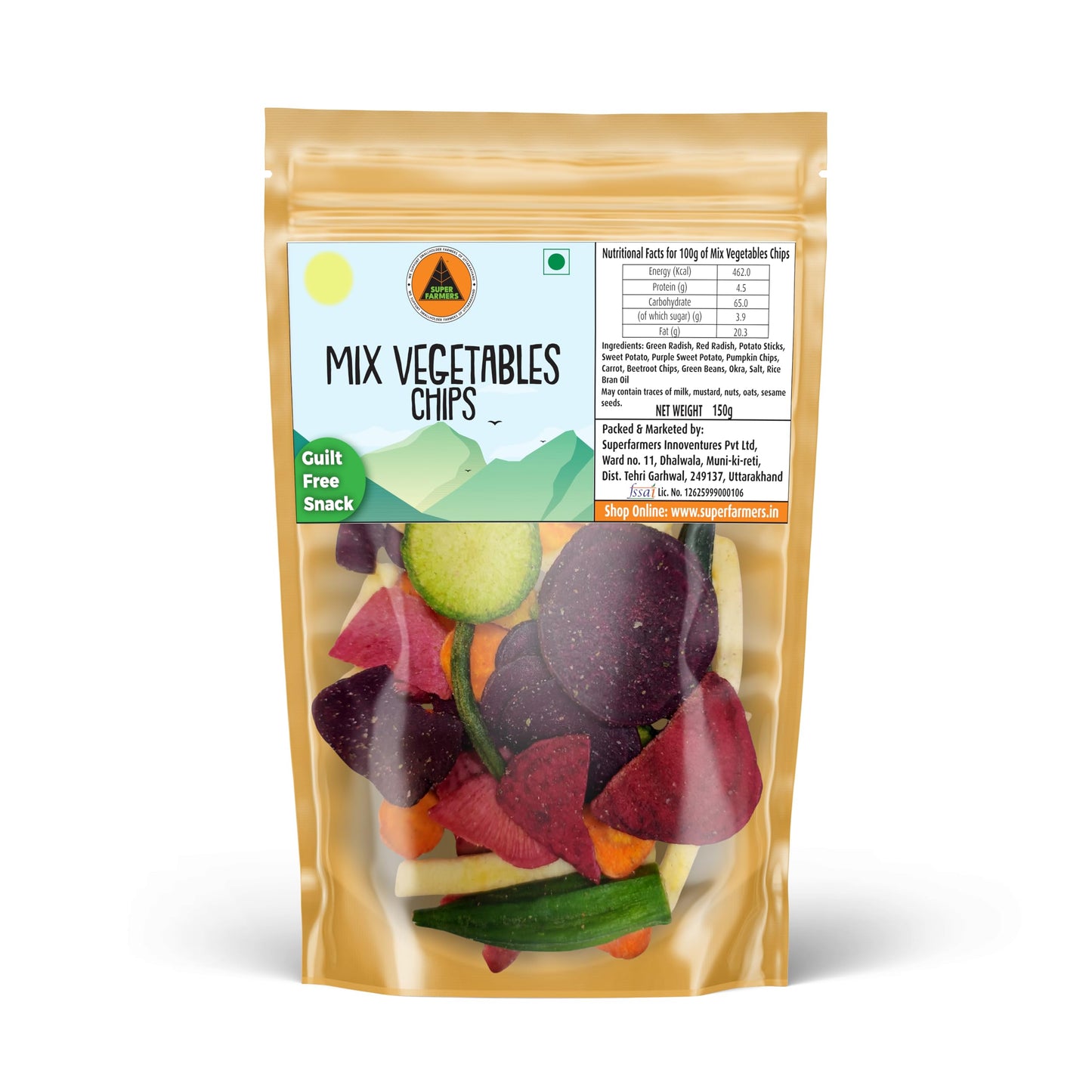 Superfarmers Mixed Vegetable Chips 150g – Guilt Free Snack | Healthy Veggie Snack