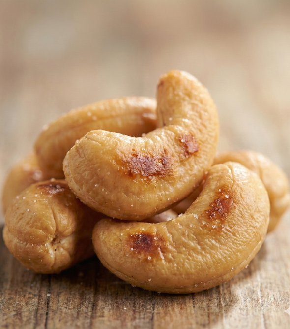 Superfarmers Roasted and Salted Cashew Nuts 200g stand-up pouch showing golden roasted cashews through a clear window.