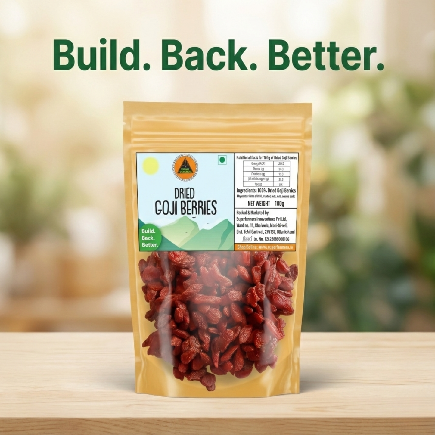 Superfarmers Dried Goji Berries 100g – 100% Natural & Unsweetened Superfood