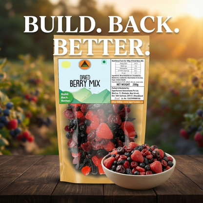 Superfarmers Premium Dried Berry Mix – Sweet & Tangy Blend of Strawberries, Blueberries, Cranberries, Cherries & Raisins (200g)
