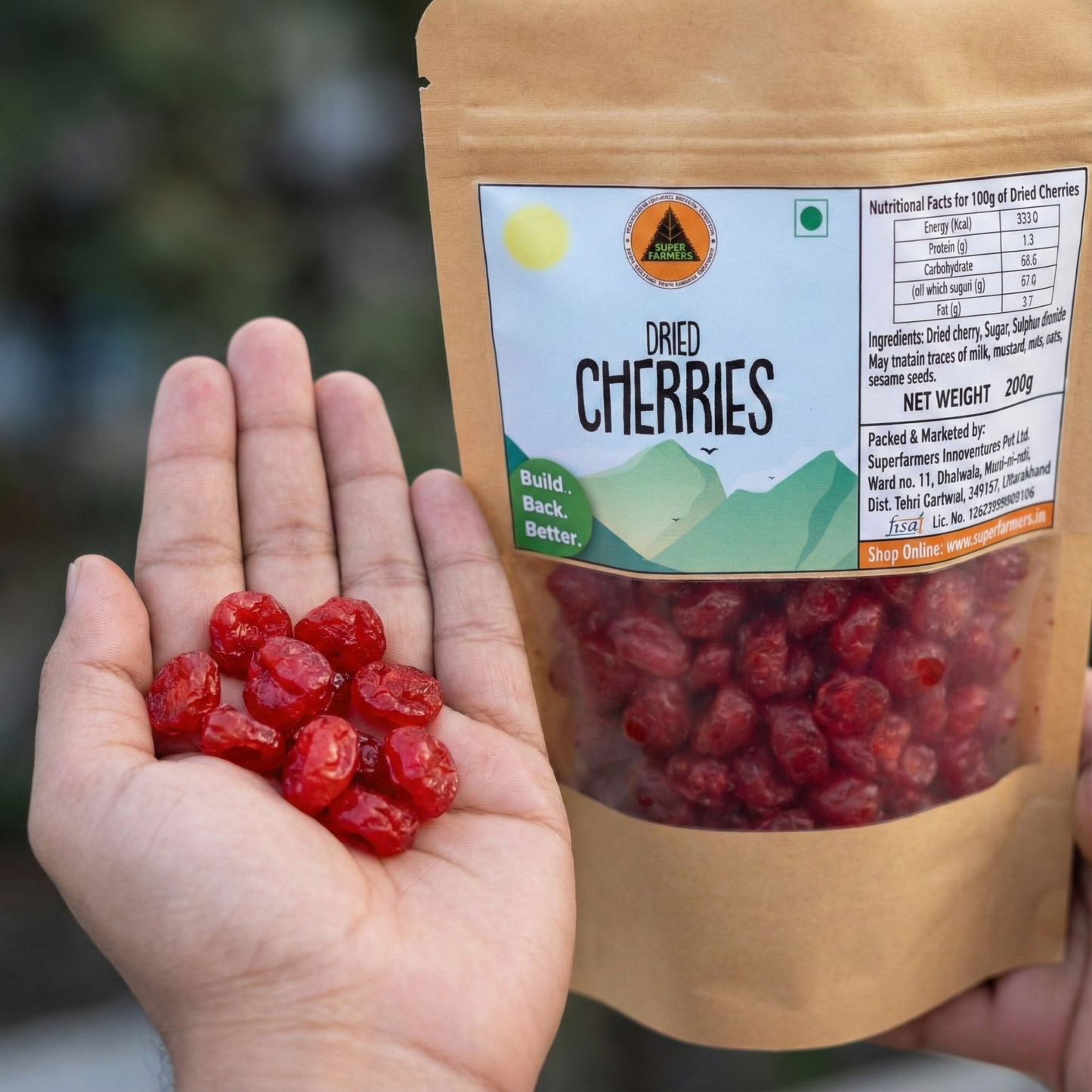 Superfarmers Dried Cherries 200g – Sweet & Tangy Pitted Cherries for Snacking & Baking
