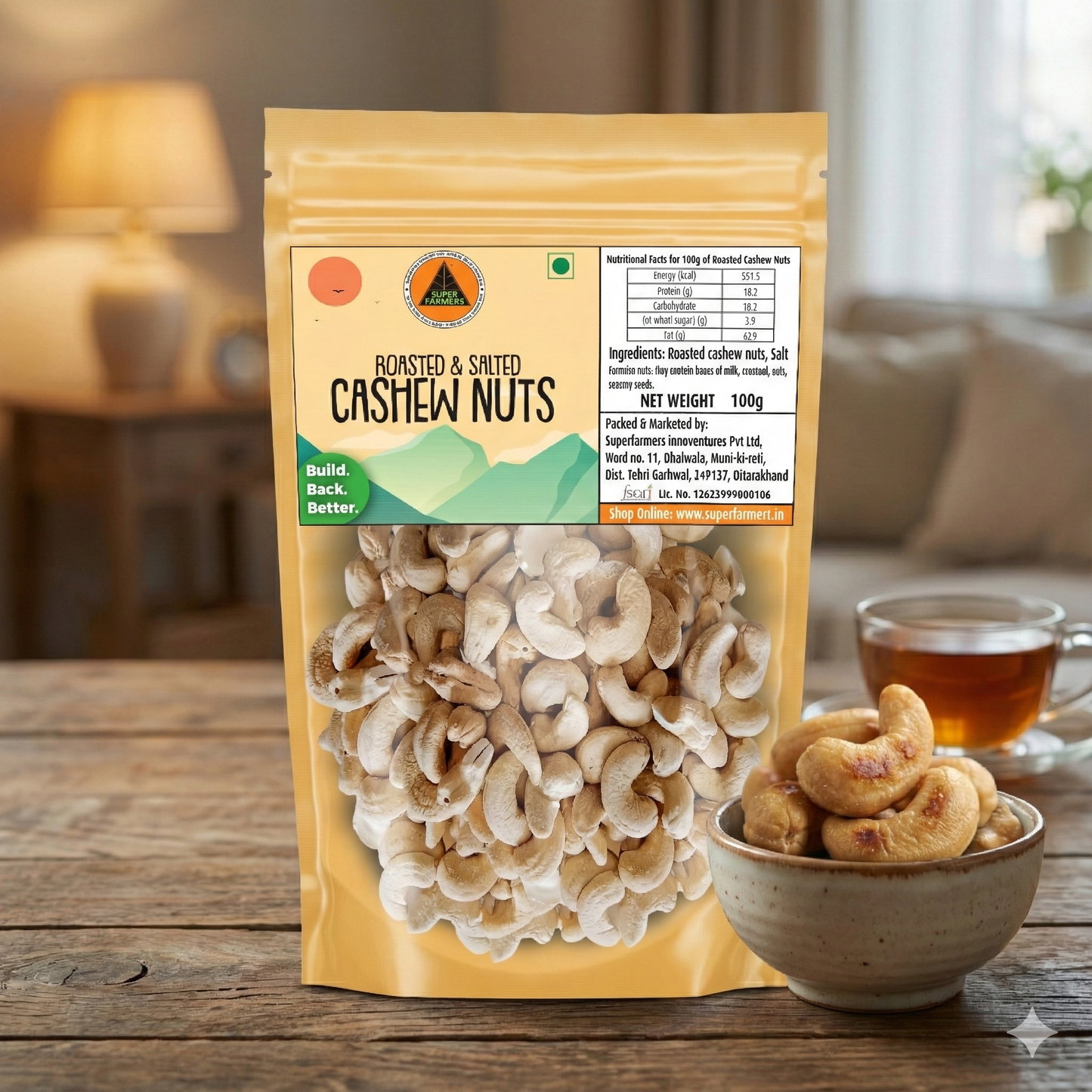 Superfarmers Roasted & Salted Cashew Nuts 100g – Crunchy & Savory