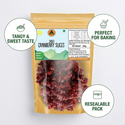 Superfarmers Dried Cranberry Slices 200g– Sweet & Tangy Premium Fruit Snack