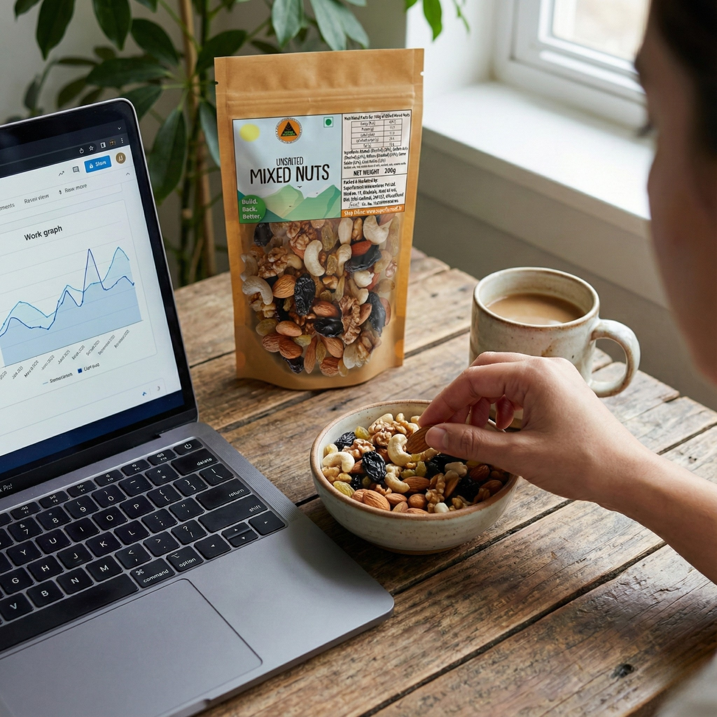 Superfarmers Unsalted Mixed Nuts – Premium Dry Fruit Blend with Walnuts, Almonds, Cashews & Raisins (100g / 200g / 500g)