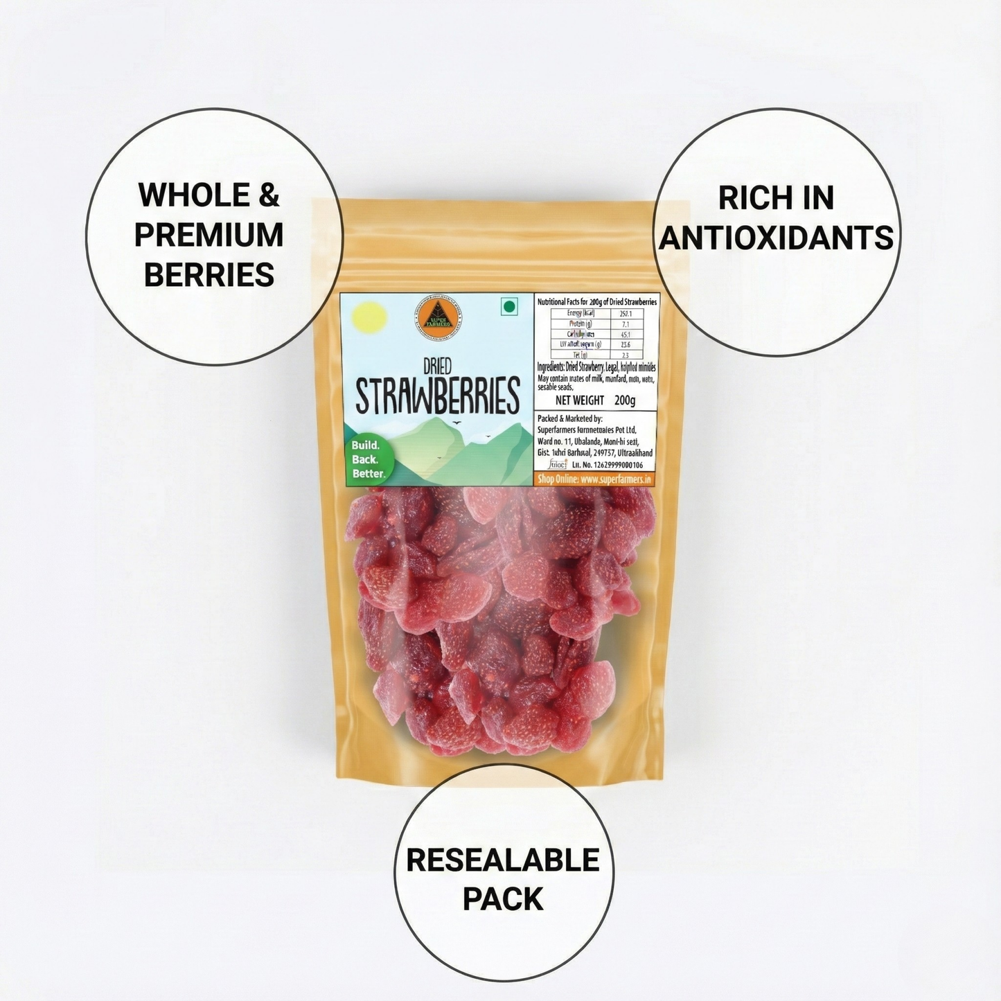 Superfarmers Dried Strawberries 200g – Premium, Whole & Sweet