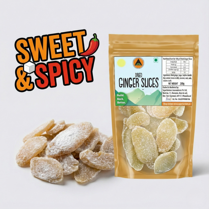 Superfarmers Dried Ginger Slices 200g – Sweet & Spicy Candied Ginger for Snacking