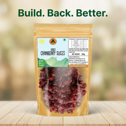 Superfarmers Dried Cranberry Slices 200g– Sweet & Tangy Premium Fruit Snack