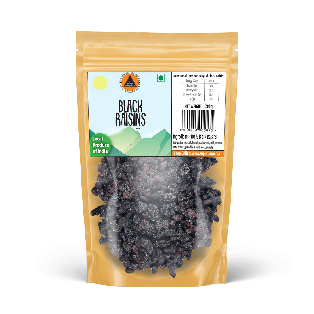 Black Raisins (Black Kishmish)| Seedless | Luscious, Caramel-Sweet & Chewy