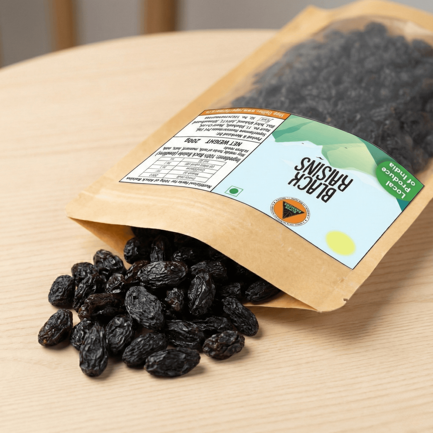 Superfarmers Premium Black Raisins – Seedless & 100% Natural Indian Produce (200g / 500g)