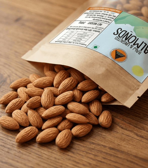 Superfarmers raw and unsalted almonds premium badam kernels 500g pack
