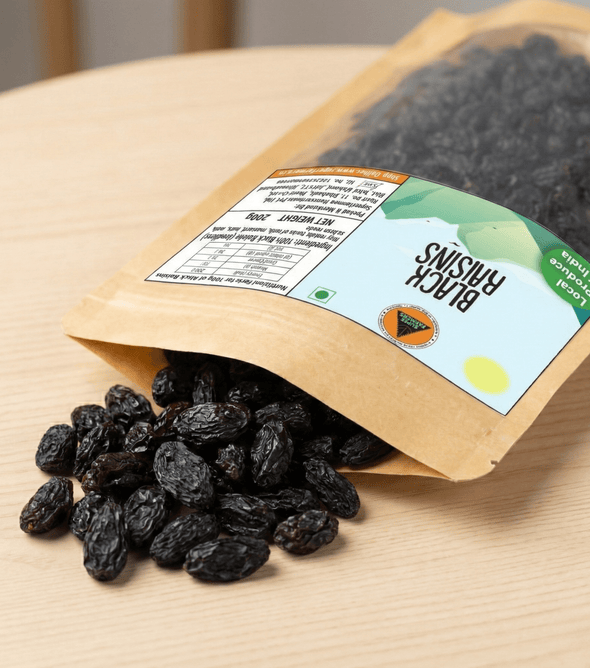 Superfarmers premium black raisins seedless 500g pack Indian produce