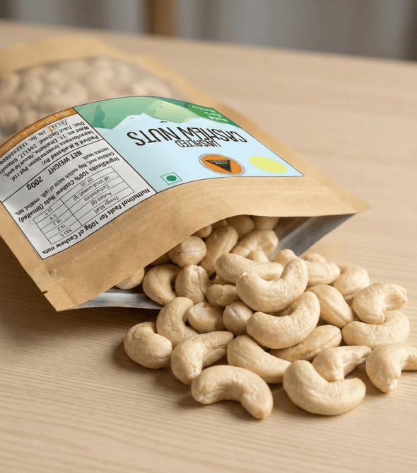 Superfarmers unsalted cashew nuts whole kaju kernels 100g pack