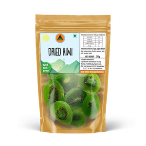 Superfarmers Dried Kiwi Slices 200g stand-up pouch with a clear window showing vibrant green kiwi pieces.