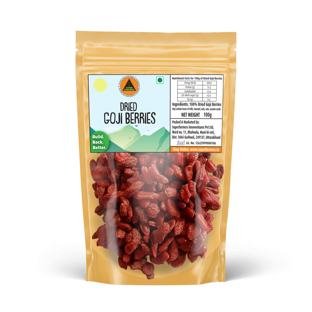 Superfarmers 100% natural dried goji berries 100g pack unsweetened