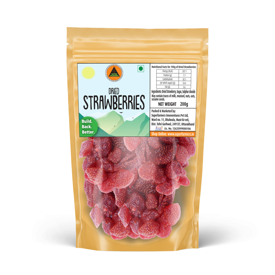 Superfarmers dried strawberries 200g pack premium quality