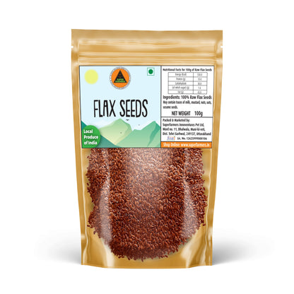 Superfarmers 100g Raw Flax Seeds premium resealable packaging.