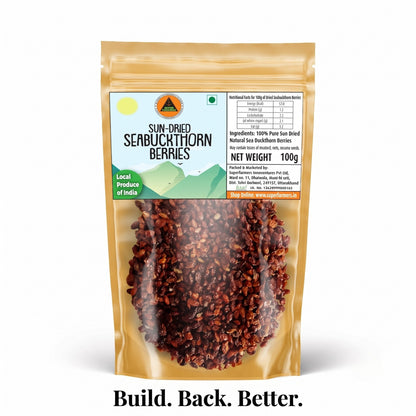 Superfarmers Premium Sun-Dried Seabuckthorn Berries – Pure & Natural, 100g