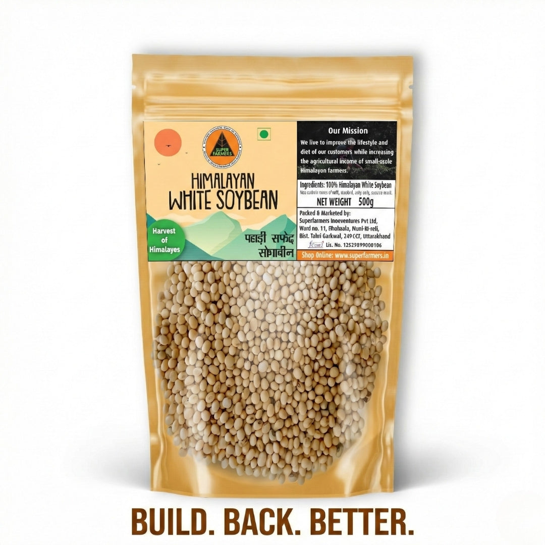 Superfarmers Premium Himalayan White Soybean (Pahadi Safed Soyabean) – Whole & Unpolished (500g)