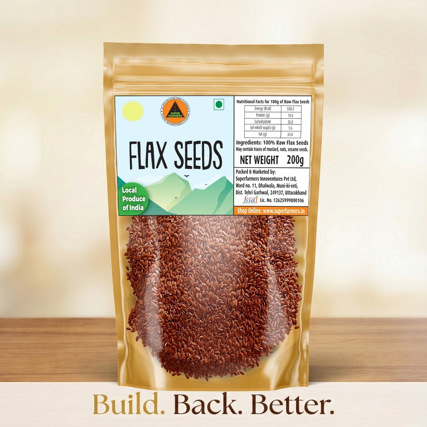 Superfarmers Premium Raw Flax Seeds (200g) | 100% Natural Local Produce