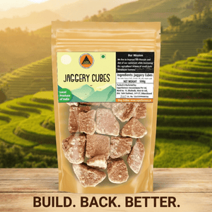 Superfarmers Natural Jaggery Cubes (500g) | Chemical-Free Desi Gud Bites