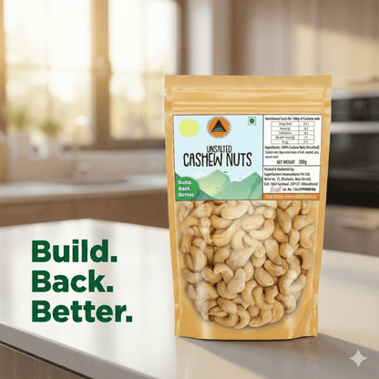 Superfarmers Unsalted Cashew Nuts – Premium Whole Kaju Kernels (200g / 500g)
