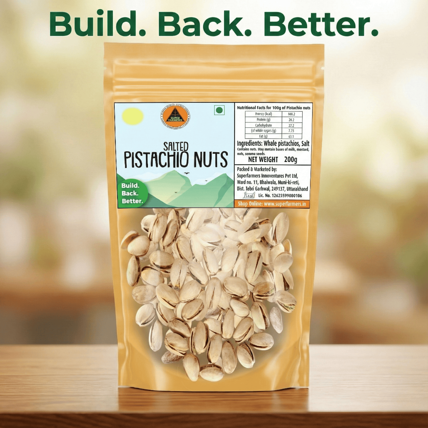 Superfarmers Salted Pistachio Nuts – Premium Roasted & Crunchy Pista (200g / 500g)