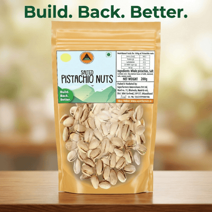 Superfarmers Salted Pistachio Nuts – Premium Roasted & Crunchy Pista (200g / 500g)