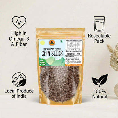 Superfarmers Himalayan Black Chia Seeds - Raw & Nutrient-Rich (200g)