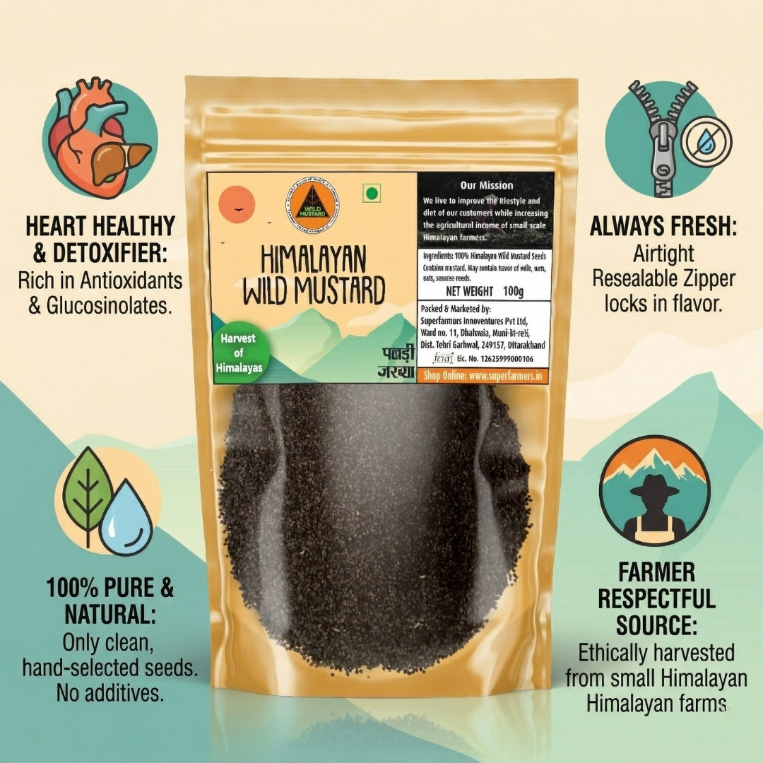 Superfarmers Authentic Himalayan Wild Mustard Seeds 100g (Pahadi Jakhiya)