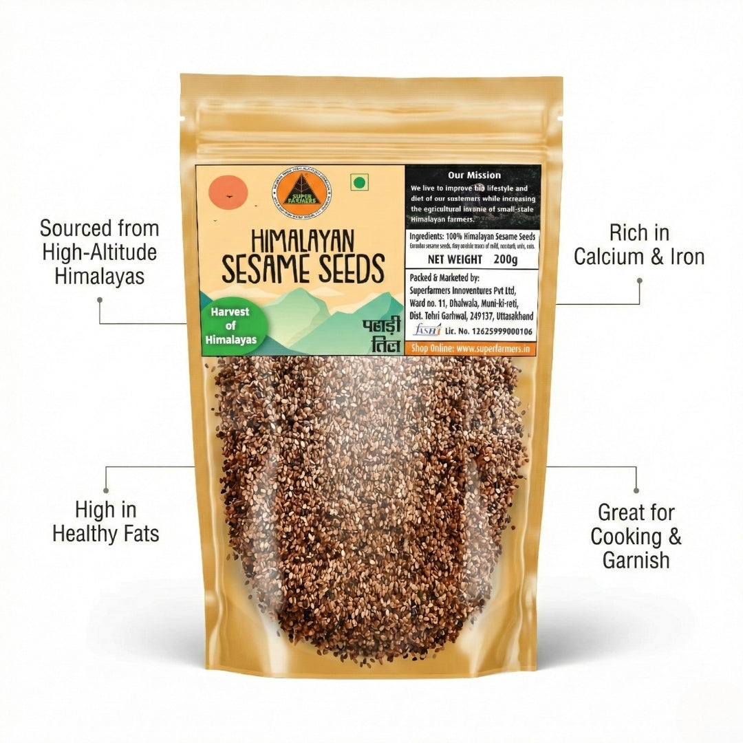 Superfarmers Premium Himalayan Sesame Seeds (Pahadi Til) – Raw & Unpolished (200g)