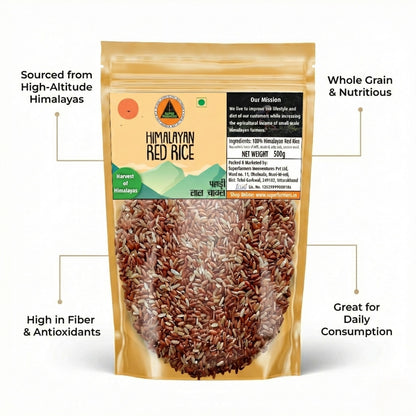 Superfarmers Premium Himalayan Red Rice (Pahadi Lal Chawal) – Unpolished & Whole Grain (500g)