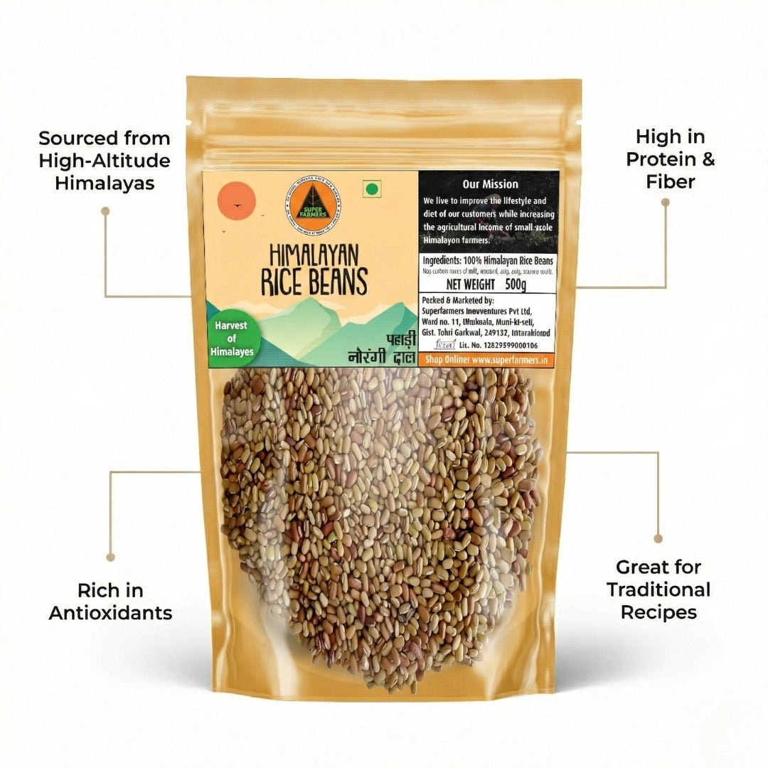 Superfarmers Premium Himalayan Rice Beans (Pahadi Naurangi Dal) – Whole & Traditional (500g)
