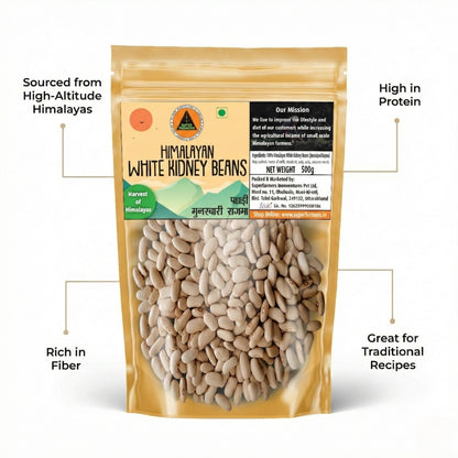 Superfarmers Premium Himalayan White Kidney Beans (Pahadi Munsiyari Rajma) – Unpolished (500g)