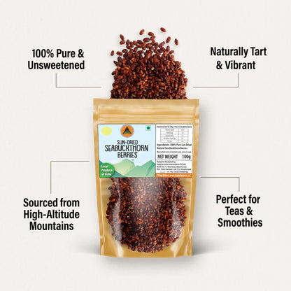 Superfarmers Premium Sun-Dried Seabuckthorn Berries – Pure & Natural, 100g