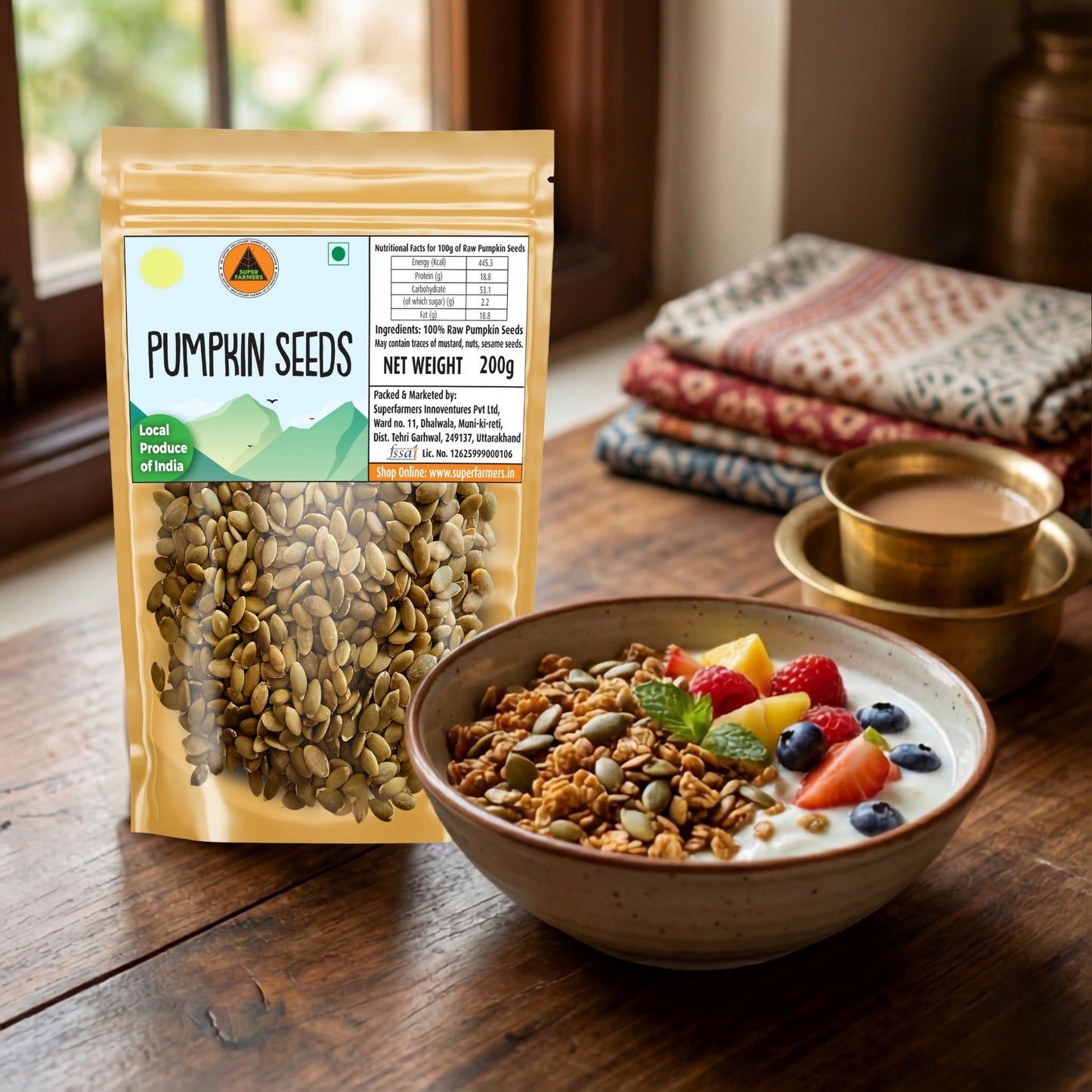 Superfarmers Premium Pumpkin Seeds (200g) – Nutrient-Dense Superfood for Snacking, Salads & Smoothies