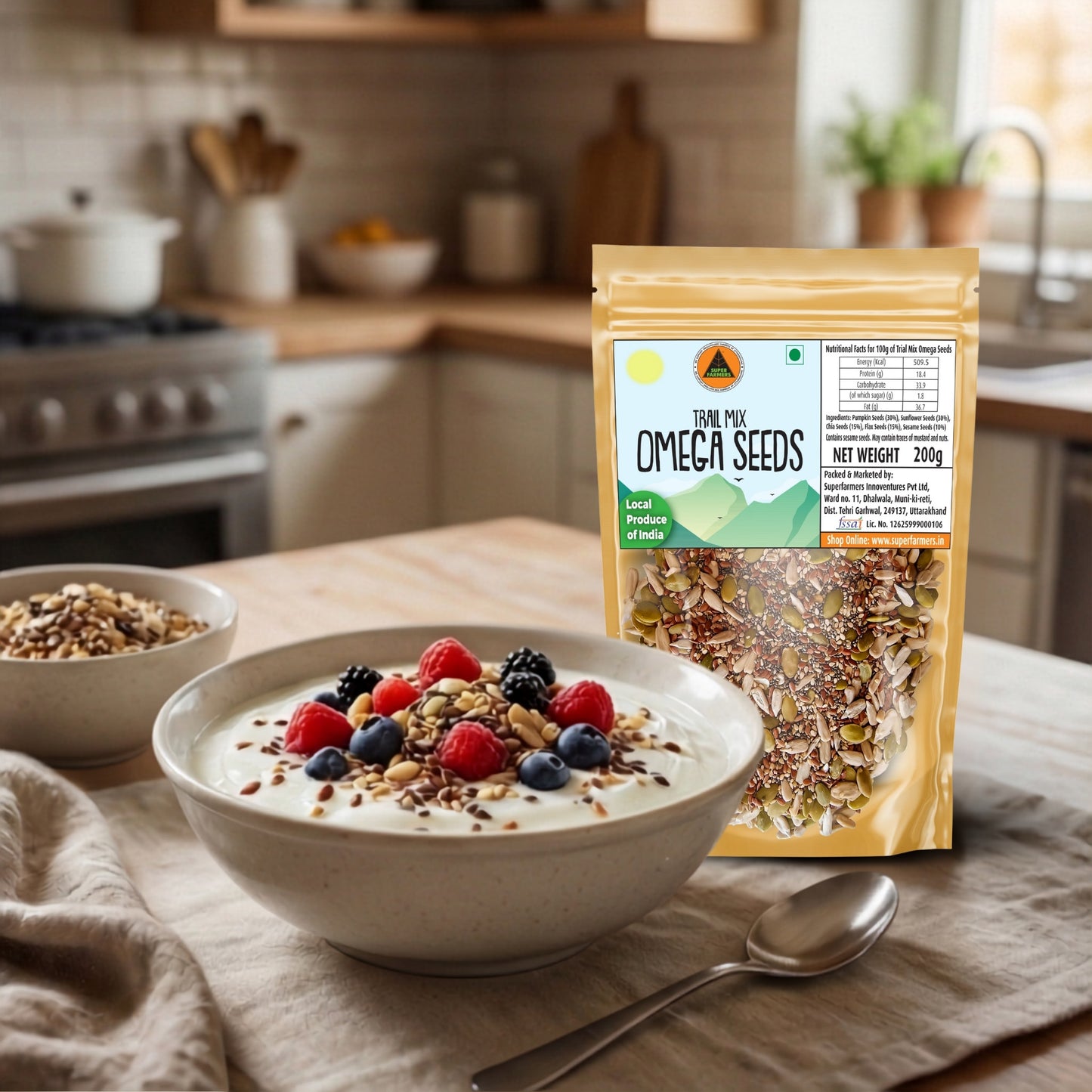 Superfarmers Trail Mix Omega Seeds (200g) | 5-in-1 Super Seed Blend | High Protein & Rich in Healthy Fats