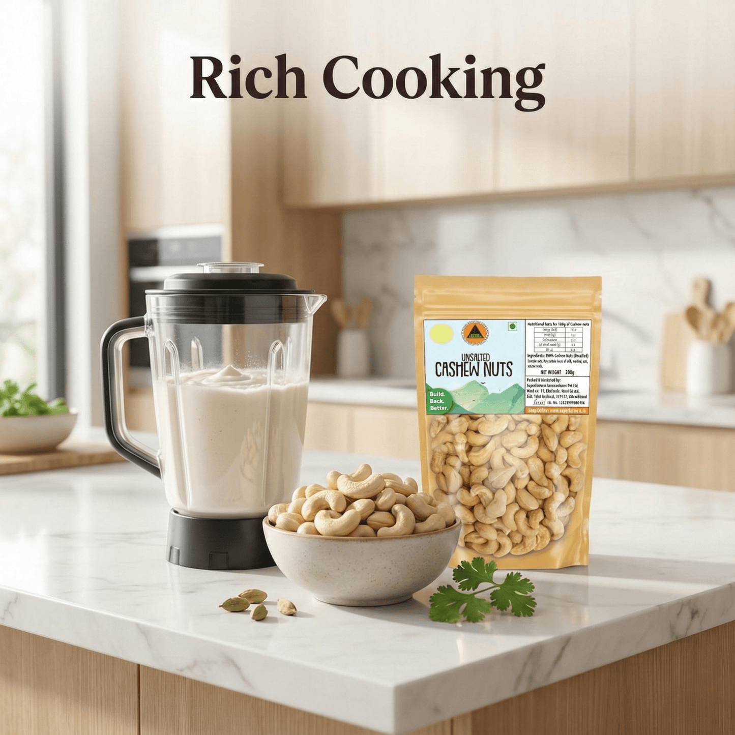 Superfarmers Unsalted Cashew Nuts – Premium Whole Kaju Kernels (200g / 500g)