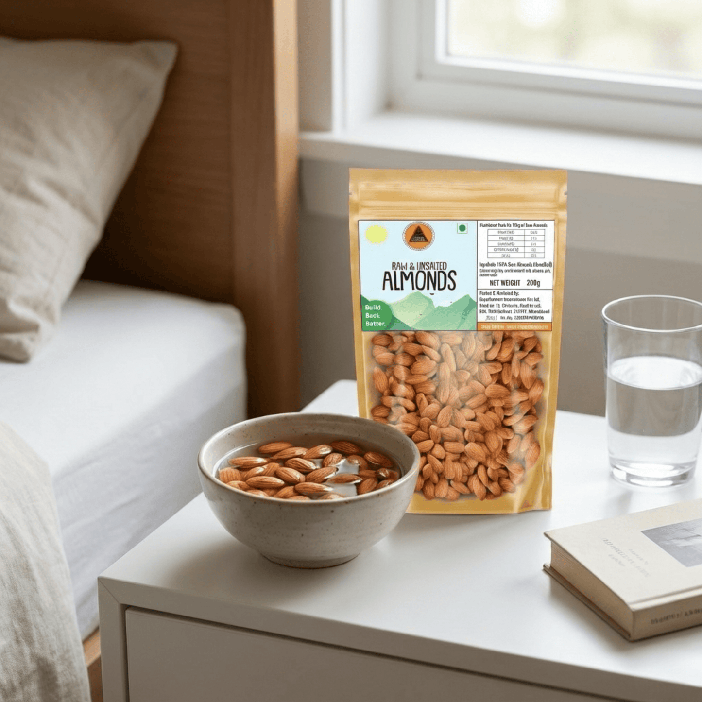 Superfarmers Raw & Unsalted Almonds – Premium Badam Kernels for Brain Health (200g / 500g)