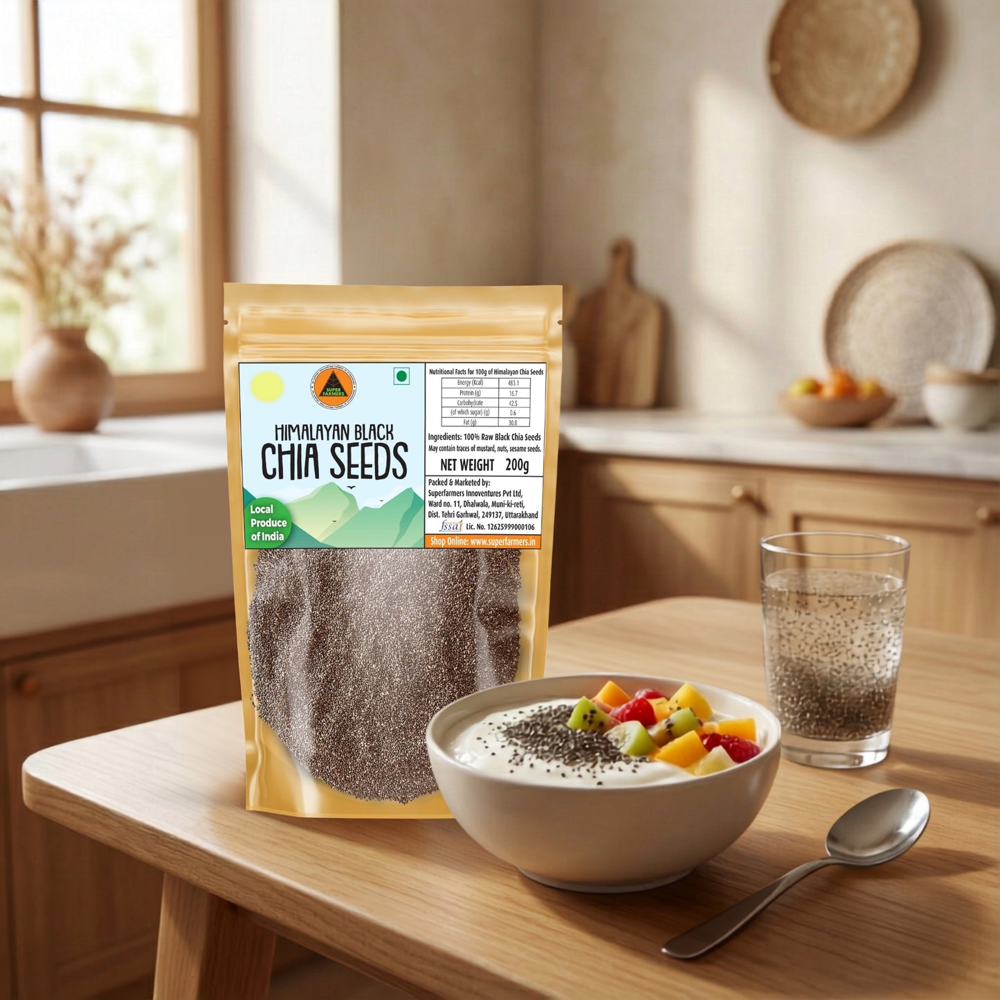 Superfarmers Himalayan Black Chia Seeds - Raw & Nutrient-Rich (200g)