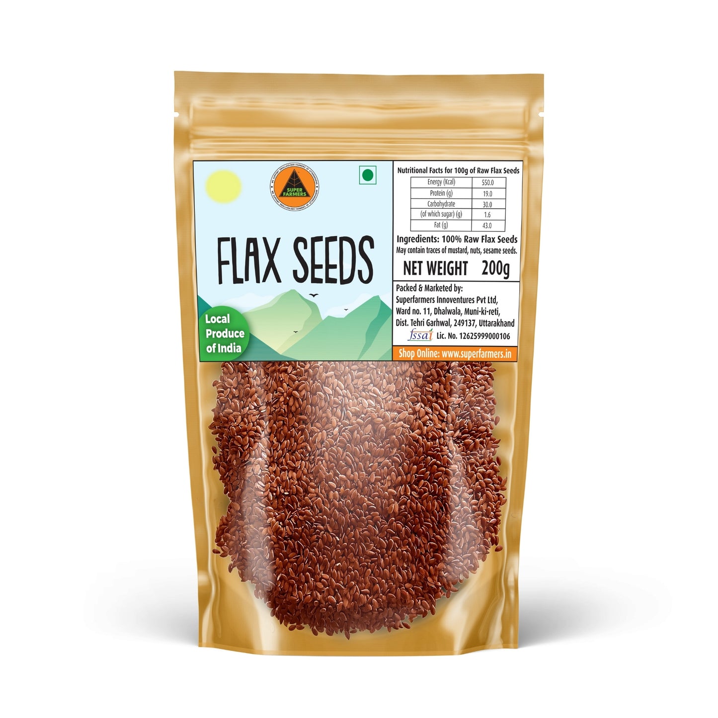 Superfarmers Premium Raw Flax Seeds (200g) | 100% Natural Local Produce