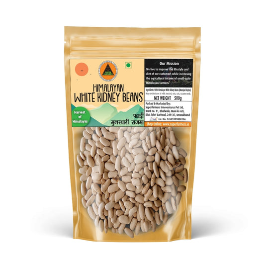 Superfarmers Premium Himalayan White Kidney Beans (Pahadi Munsiyari Rajma) – Unpolished (500g)