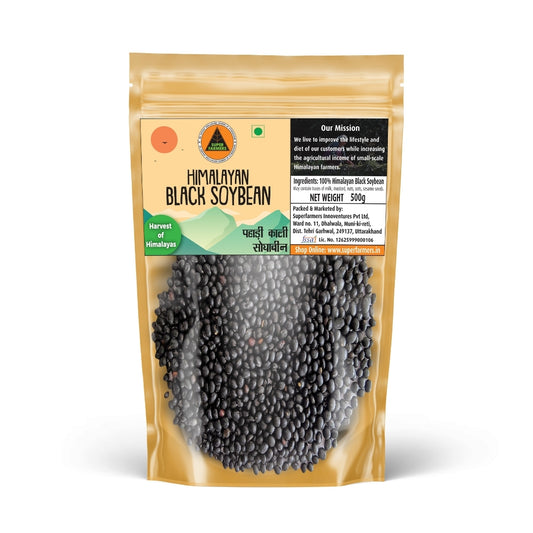 Superfarmers Premium Himalayan Black Soybean (Pahadi Kali Soyabean / Bhatt) – Whole & Unpolished (500g)