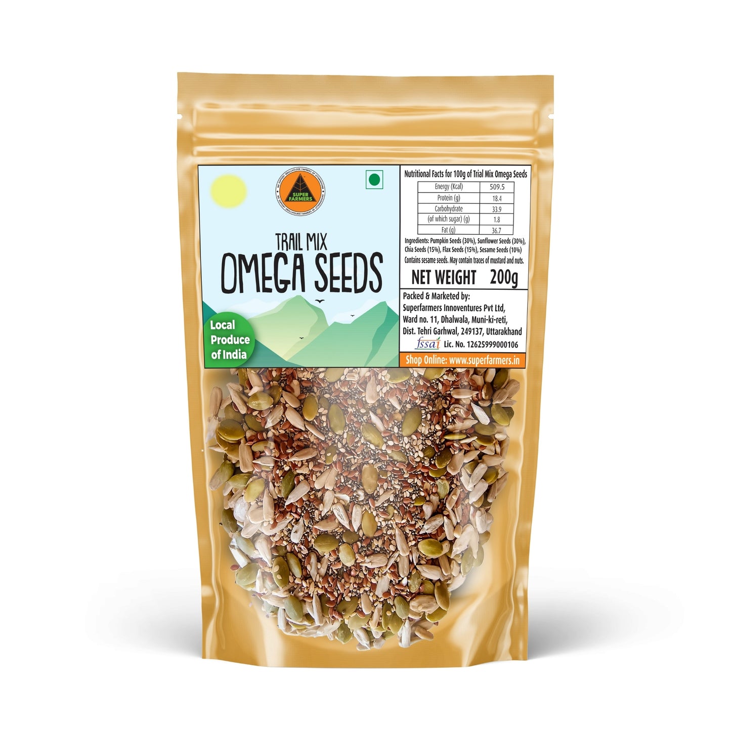 Superfarmers Trail Mix Omega Seeds (200g) | 5-in-1 Super Seed Blend | High Protein & Rich in Healthy Fats