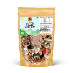 Superfarmers Mixed Nuts & Seeds 500g stand-up pouch with a clear window showing the roasted blend of nuts, seeds, and dried fruits.