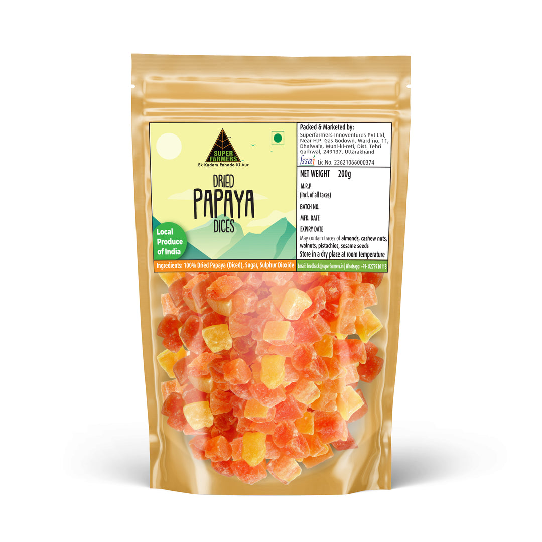 Dried Papaya (Dice) | Tropical, Sweet & Chewy Cubes