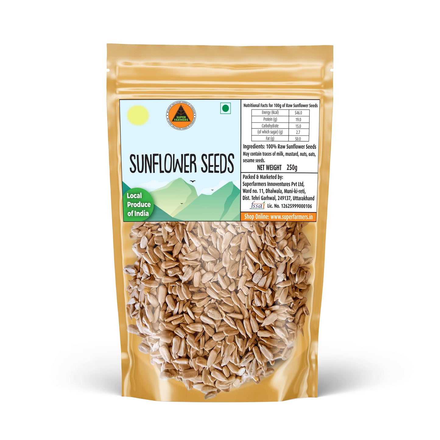 Superfarmers Raw Sunflower Seeds (100g / 250g) | Premium Local Indian Produce | Unroasted, Healthy Snack