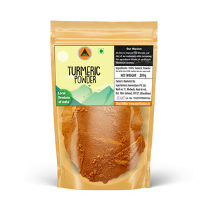 Superfarmers Turmeric Powder 200g stand-up pouch showing the golden-yellow spice powder, labeled Local Produce of India.